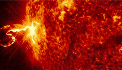 Following a significant solar eruption, a coronal mass ejection is moving towards Earth