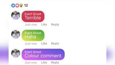 Now you can see colorful comments on Facebook