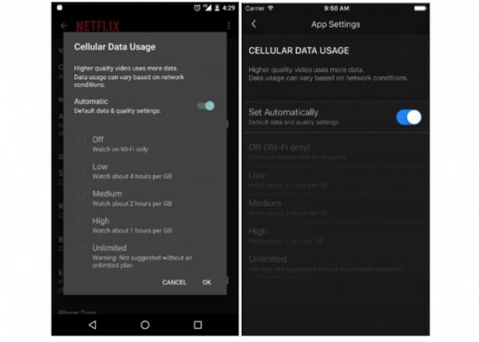 Netflix launches 'Cellular Data Usage' feature