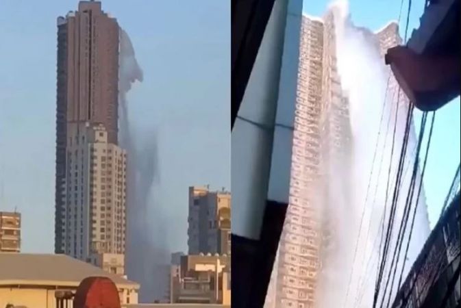 VIDEO : 53वीं मंजिल पर स्विमिंग पुल, आया भूकंप का झटका और...