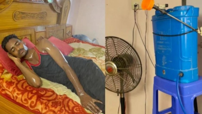 Indian's unique jugaad to get relief from the heat