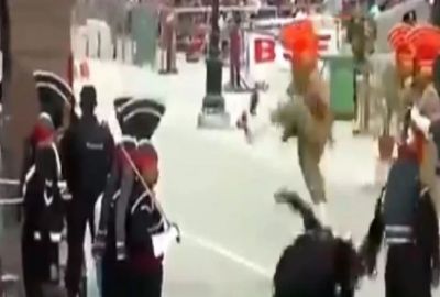 Watch Video: Pakistani Ranger loses footing at Wagah border, video goes viral