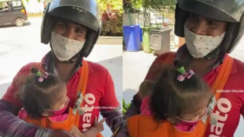 Delivery woman goes out to deliver order with baby girl in her lap, Zomato asks question after video goes viral