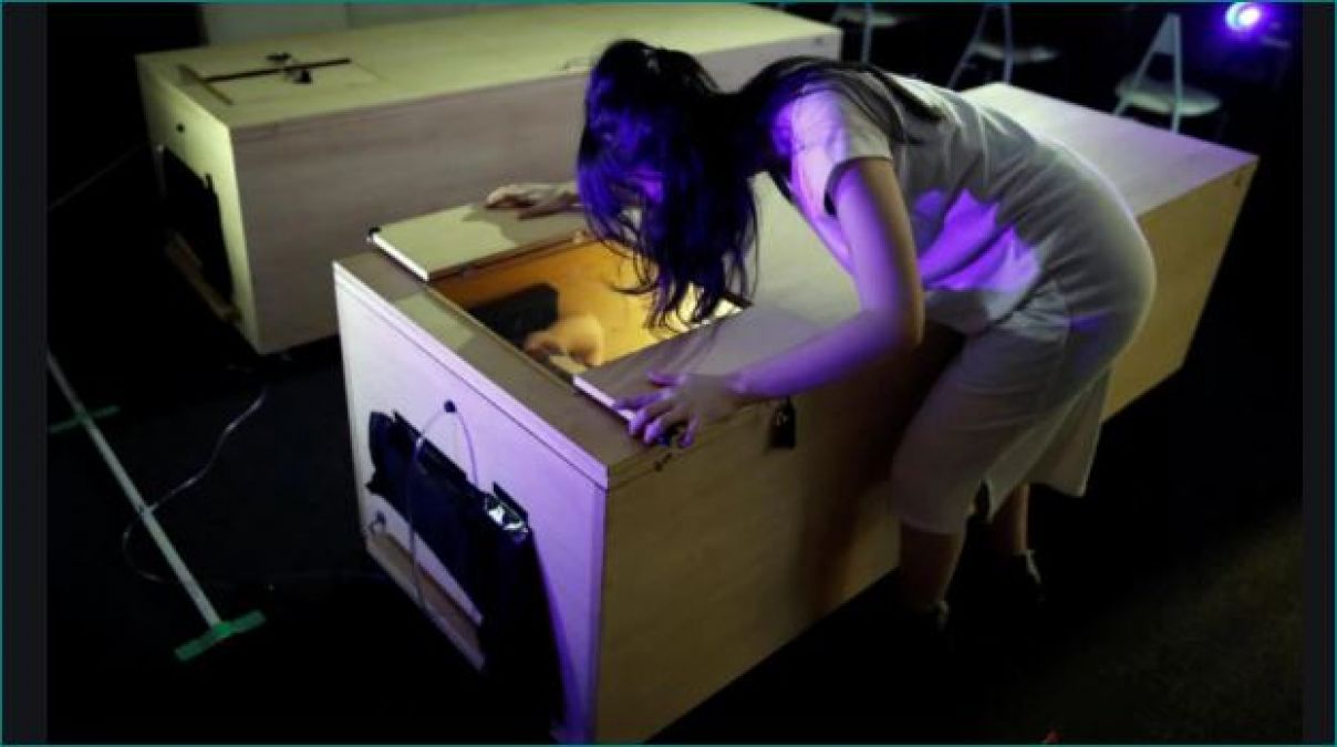 A company in Japan offers Coffin horror show for stress relief
