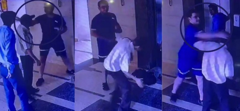 Video: Youth trapped in lift, slaps innocent guard one after the other as soon as he comes out