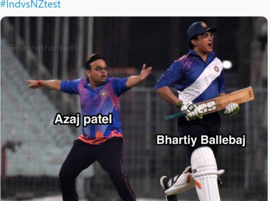 A flurry of memes started as soon as Ejaz Patel created history.