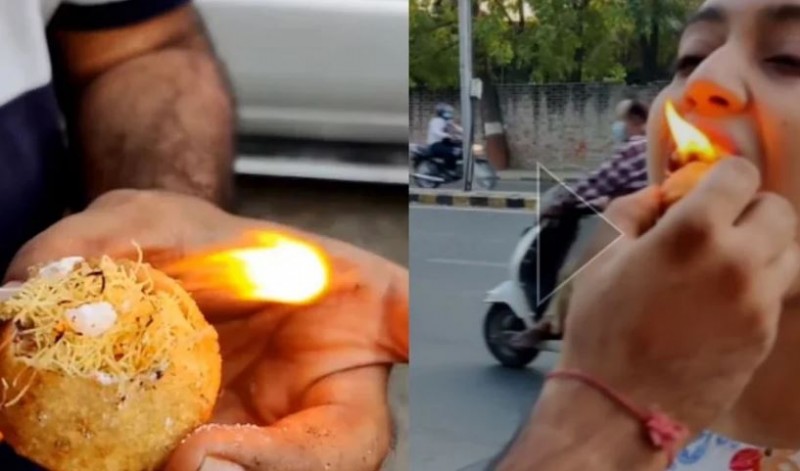 Video of 'Fire Golgappe' setting fire on social media