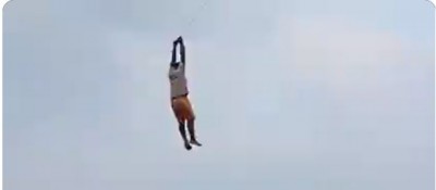 VIDEO: पतंग के साथ उड़ा आदमी, देखते रह गए लोग