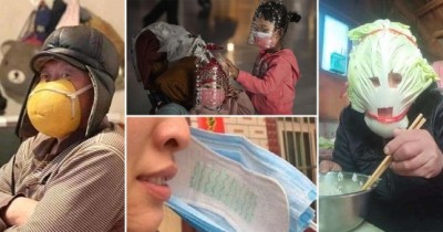 People of China using sanitary pads and bras to cover their faces to deal with Corona Virus