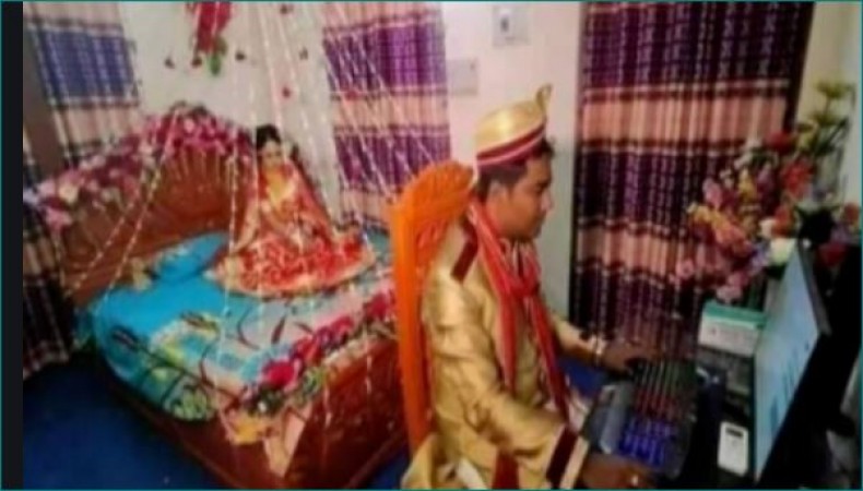 Viral photo: Bride waiting, groom busy in work from home shift