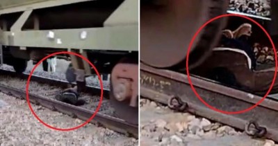 Video: Young man lying unconscious on railway track, goods train passed over