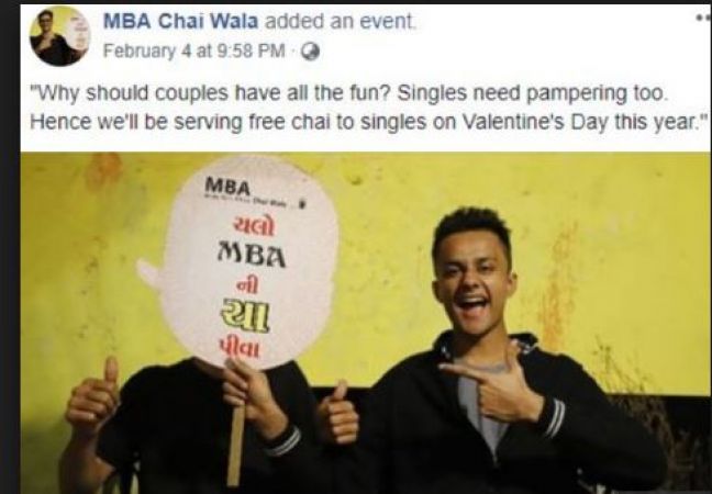 वेलेंटाइन डे पर सिंगल्स को फ्री में चाय दे रहा है 'MBA Chai Wala'