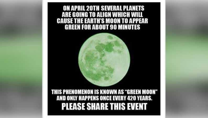क्या सच में 20 अप्रैल को निकलेगा हरे रंग का चाँद