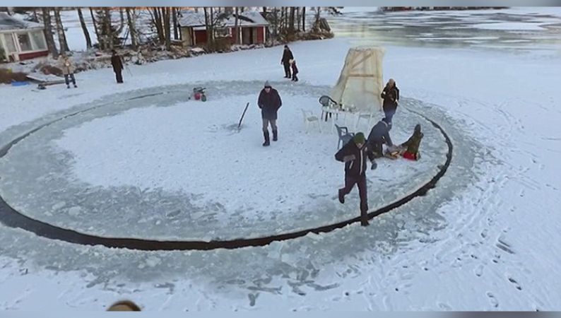 रहस्यमयी तरीके से नदी पर घूम रहा है ये Ice Circle