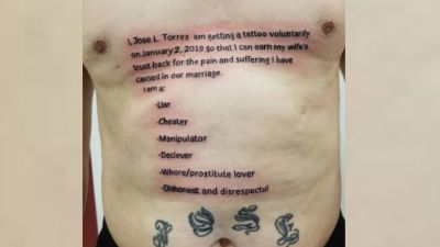 रूठी पत्नी को मनाने के लिए पति ने बनवाया टैटू और लिखवाई ऐसी बातें