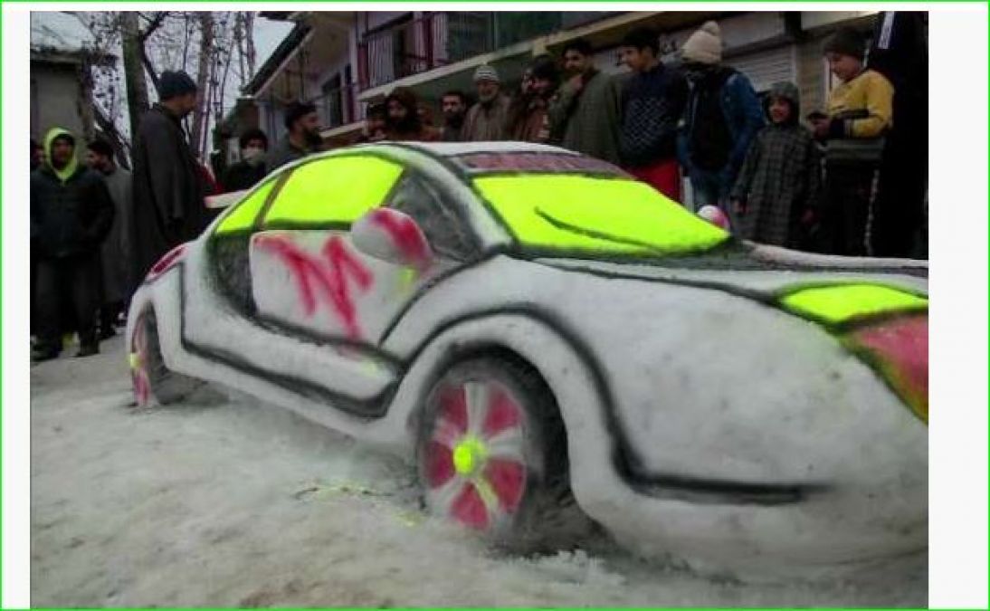 Kashmiri youth make snow car, dream is to build Taj Mahal
