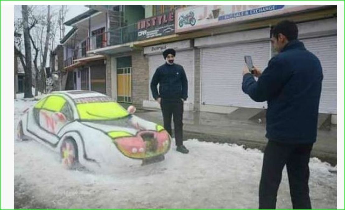 Kashmiri youth make snow car, dream is to build Taj Mahal