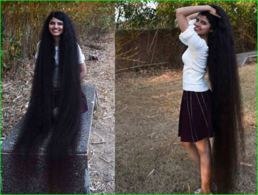 This 17 year old girl has 6 feet 2.8 inch long hair, broke her own record