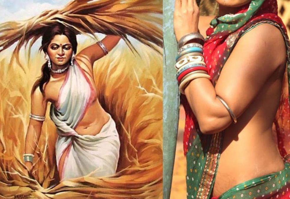 Here women are not allowed to wear blouses with sarees