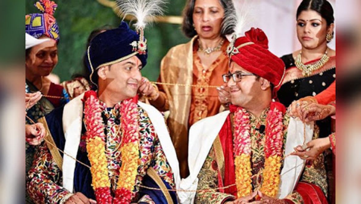 Indian men marry each other, one performed rituals like a bride
