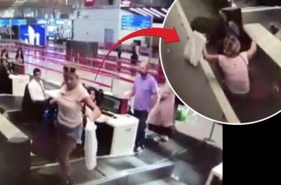 पहली बार एयरपोर्ट पर पहुंची महिला और हो गई ये गड़बड़ कि वीडियो हो गया वायरल