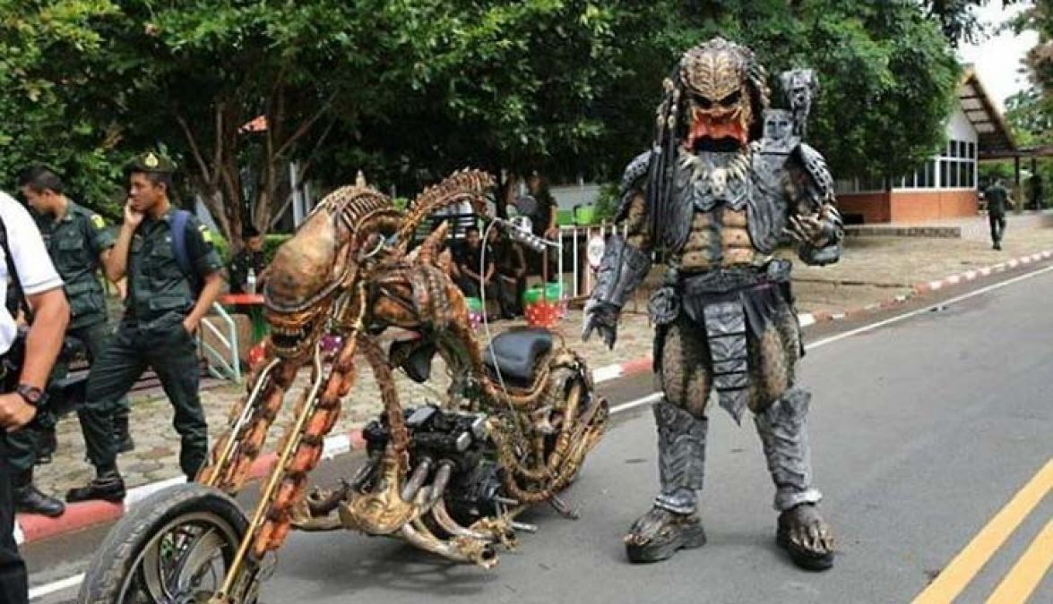 Real-Life Predator Cosplayer Captured Riding Around Thailand
