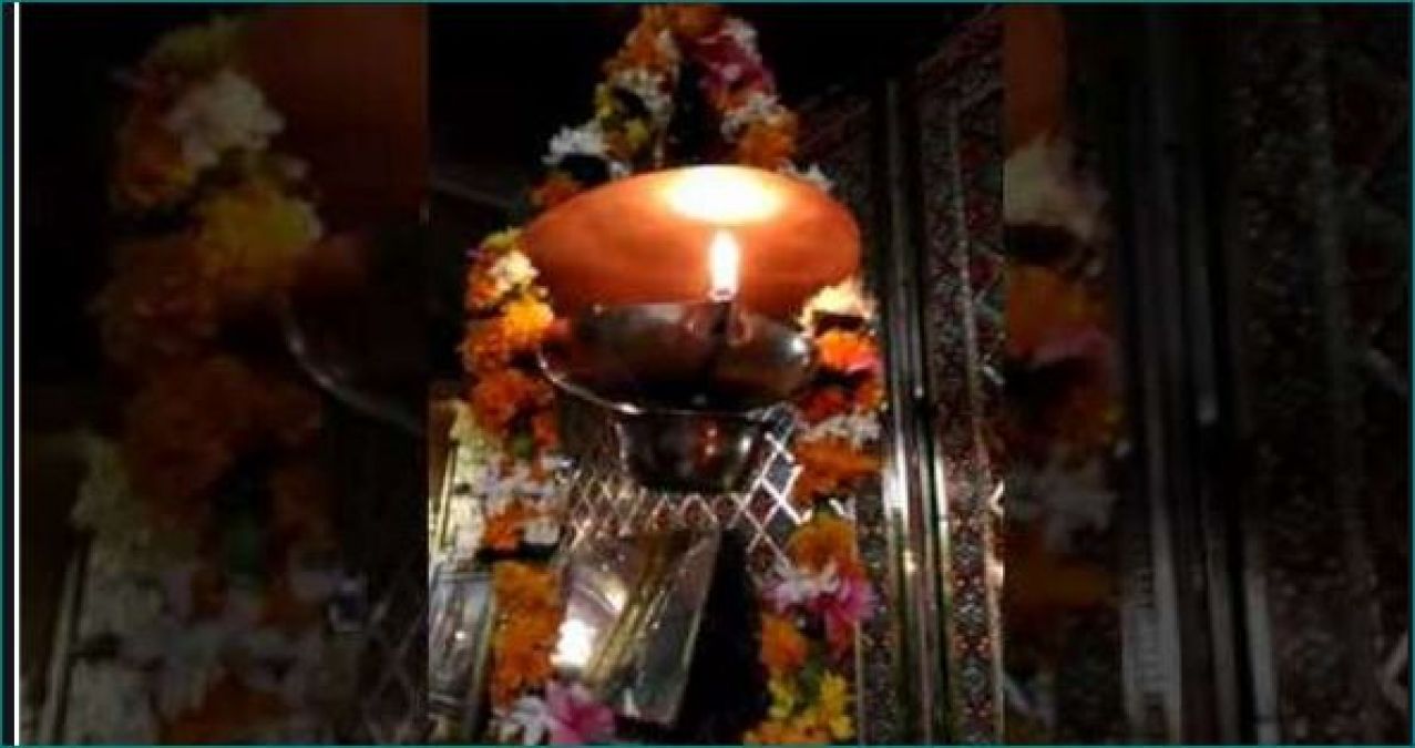 Saffron comes out of flame in Aai Mata's Temple of Bilara