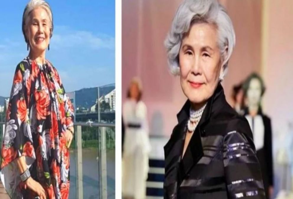 Elderly woman modelling at the age of 77 will come to know tears