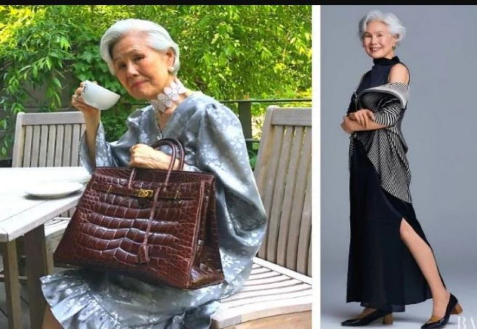Elderly woman modelling at the age of 77 will come to know tears