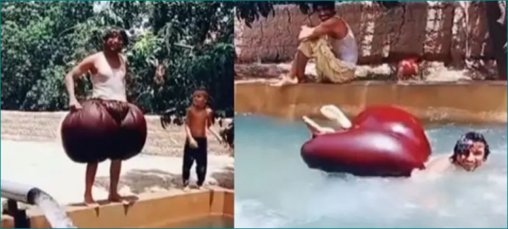 VIDEO: Man creates unique system to enjoy swimming