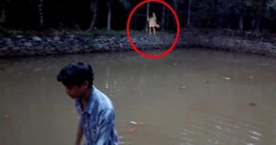 गाँव के तालाब पर दिखा भूत, विडियो हुआ वायरल