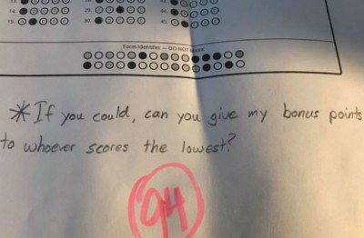 Child requested this to his teacher on his answer sheet