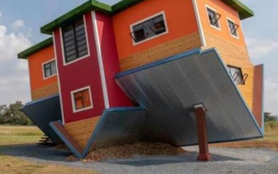 Tourists come from all over world to see this inverted house