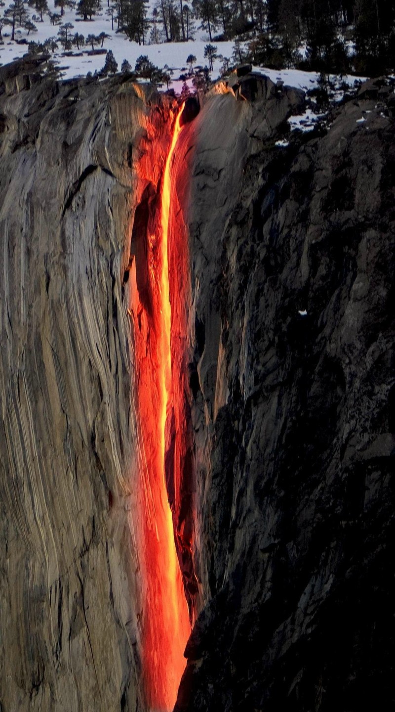 This is the world's weirdest waterfall, water looks like fire
