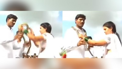 Bride puts dangerous snake around her neck in place of Jayamala, video went viral