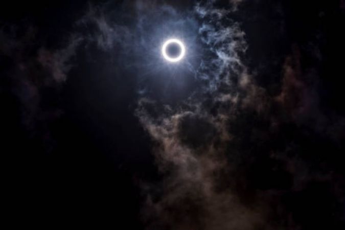 चंद्र ग्रहण के फोटो में दिखी भगवान की प्रतिमा