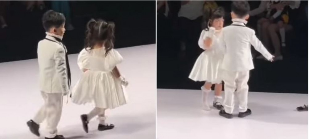 Video: Cute child goes for ramp walk, boy makes mistake, girl gets red with anger