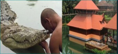 Vegetarian crocodile guards this temple, entered inside for darshan