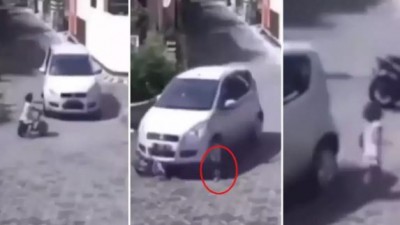 VIDEO: Car went over but still girl came out alive, everyone said 'miracle'