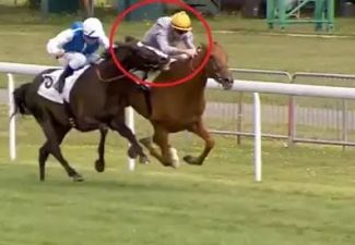 Viral Video: Horse bites rival jockey to win the race