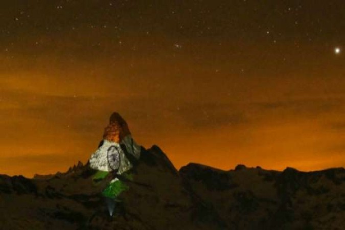 Switzerland lighten Matterhorn Mountain with Indian flag tricolour