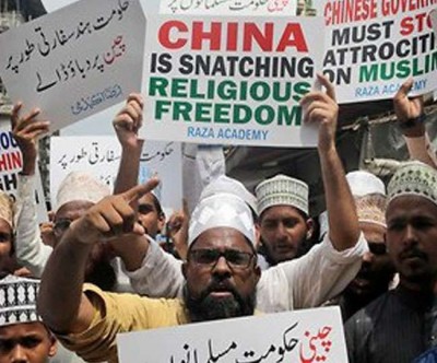 Demonstration against oppression of Uygar Muslims in China