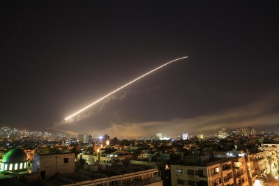 Syrian Air Defense System intercepts this dangerous missile into the sky