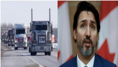 कनाडा में ट्रक ड्राइवर्स ने राजधानी को घेरा, घर छोड़कर भागे PM ट्रुडो.. सोशल मीडिया पर ट्रेंड हुआ #Karma