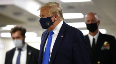 अमेरिका में कोरोना से 1.34 लाख लोगों की मौत, पहली बार मास्क पहने नज़र आए राष्ट्रपति ट्रम्प