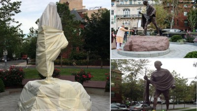 Protestors harm Mahatma Gandhi's statue in America