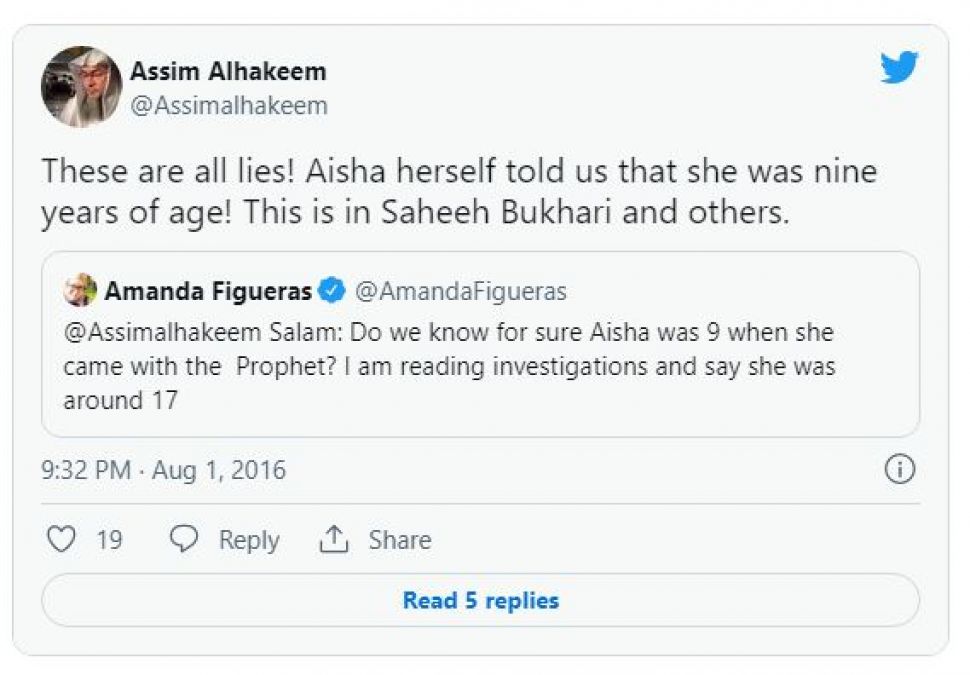 'Prophet made a relationship with Aisha at age of 9 years was 100% right': Saudi Maulana