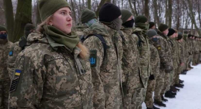 Ukrainian women soldiers showing their strength, people saluting women's power