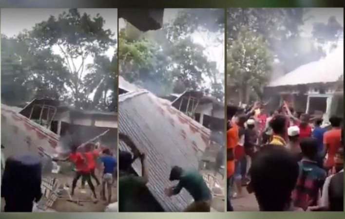 Attack on Hindus for supporting France, Muslim mob set their house on fire, watch video