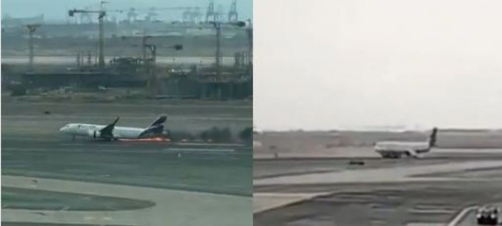 VIDEO: Fire truck collides with a plane on the runway, two firefighters died